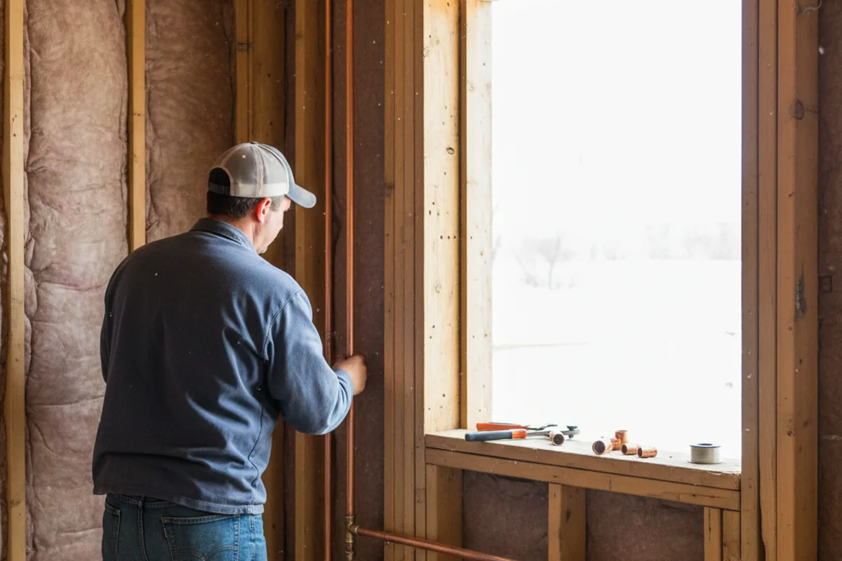 Licensed plumber running new copper supply lines in a Shorter home