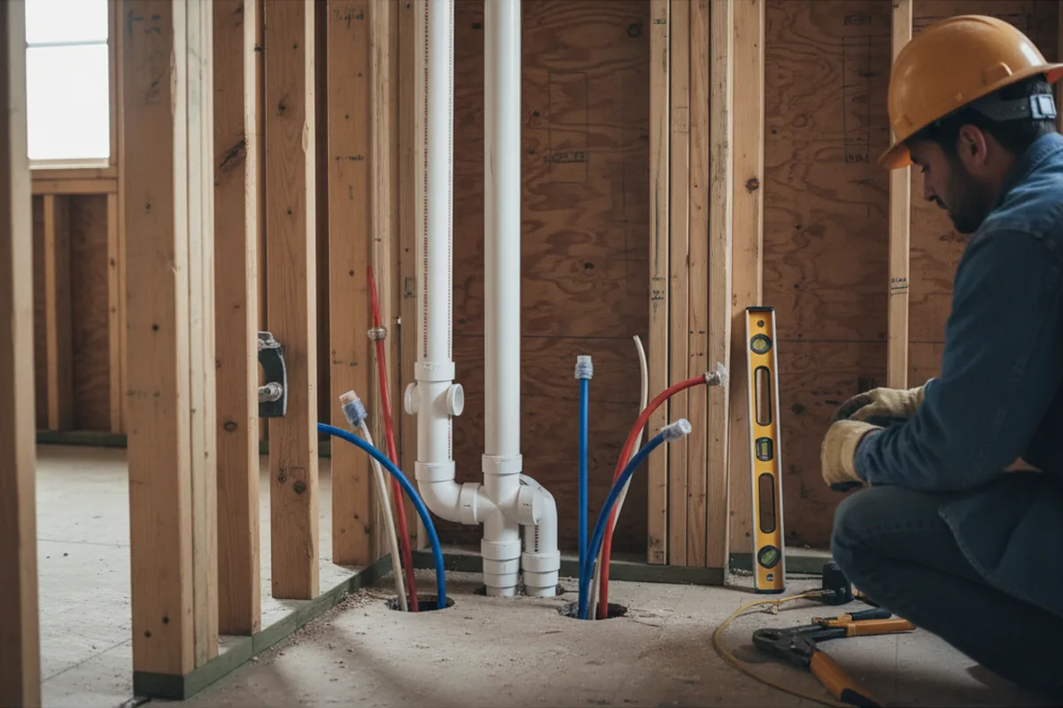 Drain and supply rough-in during Drain Cleaning in Shorter